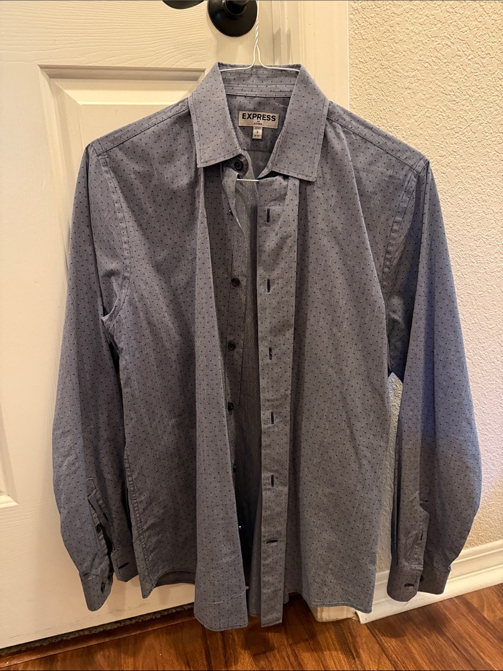 Express Men's Light Blue Microdot Button-Down Shirt